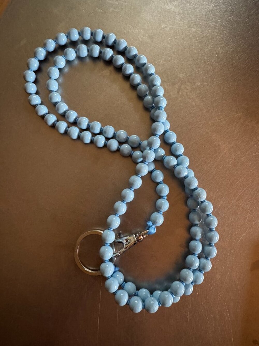 Ina Siefert phone lanyard necklace ice blue smaller beads